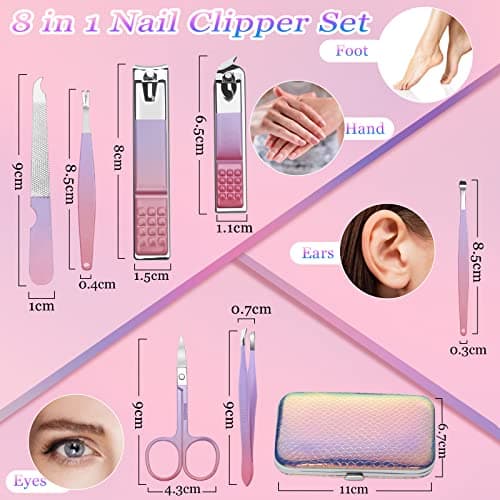 Manicure Set Women Nail Clippers Set Fashion Nail Care Tools, Professional Stainless Steel Pedicure Manicure Set with Travel Leather Girls Grooming Kits — view 3