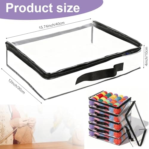 6 Pcs Yarn Storage Knitting Bag, Dust-Proof Wool Storage Bag Clear Clothes Bags Organizer Clothesbed Quilt Organizer Knitting Organizers with Zips for Skeins of Yarn — view 2