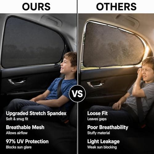 4 Pcs Stretchy Mesh Car Sun Shade, UV Protection Car Sun Shade for Baby Kids Pets, Universal Fit for Front and Rear Side Window for Travel — view 4