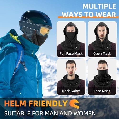 AYPOW Balaclava Ski Mask Windproof Winter Thermal Face Mask Unisex, Elastic Warm Soft Fleece Hood Breathable Face Cover Multifunction Ski Snood Men Women Neck Warmer Outdoor Sports Motorcycle Cycling — view 5