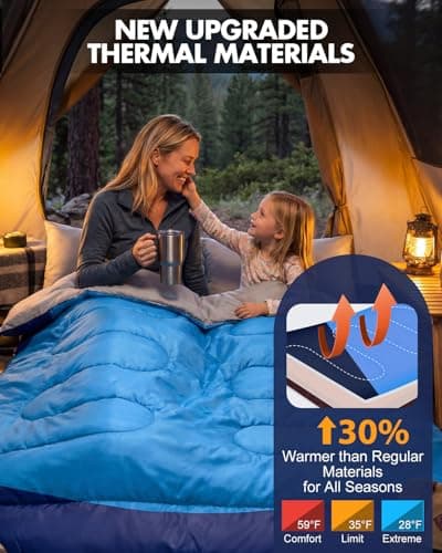 Maraiss 4 Season Double Sleeping Bag, King Size Camping Sleeping Bag for Adults Complete with Pillow and Internal Pocket Suitable for Hiking Indoor Outdoor Activities Blue — view 4