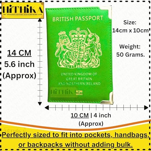 HITHIKA British Passport Holder | UK Passport Wallet | Non EU | PU Leather (Green) — view 2