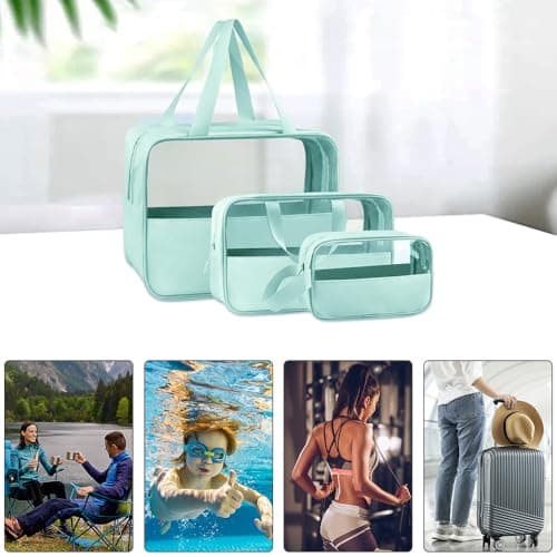 3pcs Clear Wash Bag Travel, Waterproof Toiletry Bags with Handle Travel Bag — view 6