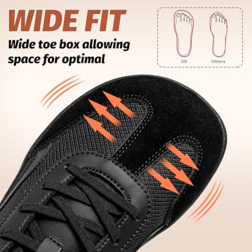 HOBIBEAR Slip On Barefoot Shoes for Womens Mens Minimalist Breathable Wide Toe Box Classic Retro Fashion Sneakers with Zero Drop Sole All Black — view 2