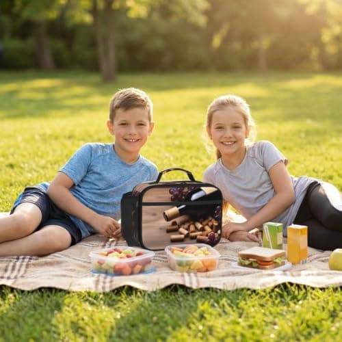 FHEDVBN Wine Bottle Corks Grapes Lunch Bag Insulated Lunch Box Reusable — view 6