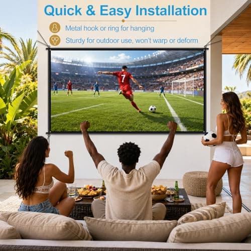 100 inch Fixed Frame Projector Screen, Anti Glare Outdoor Indoor Movie Projector Screen, Wrinkle-Free Hanging Projection Screen for Home Theater, Camping, Backyard, ALR 4K HD 16:9 — view 2