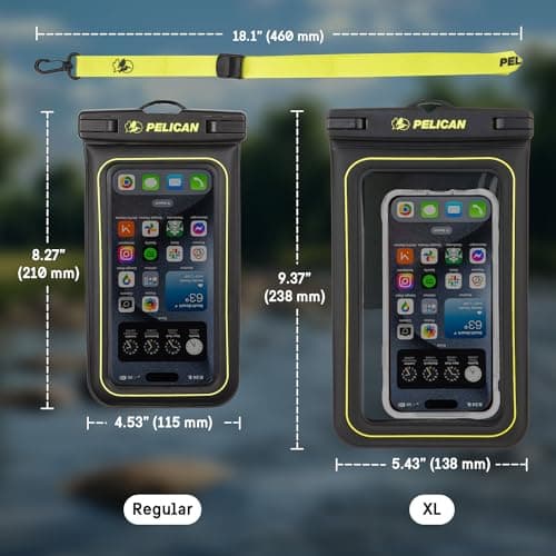 CASE-MATE 2 Pack - Marine Series Waterproof Floating Phone Pouch (Regular Size) - Smartphone Compatible - Black/Hi-Vis Yellow — view 6