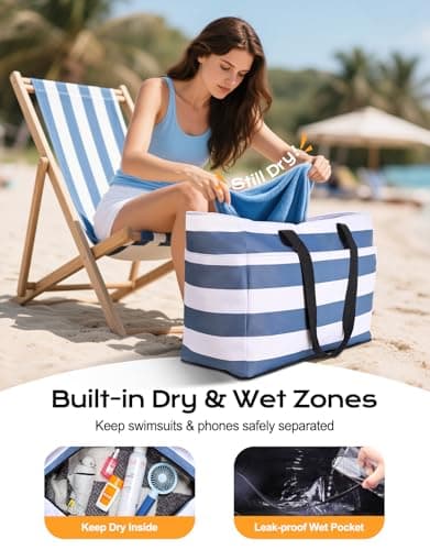 CIRYCASE Beach Bag with Cooler, 54L Extra Large Beach Bags for Women — view 6