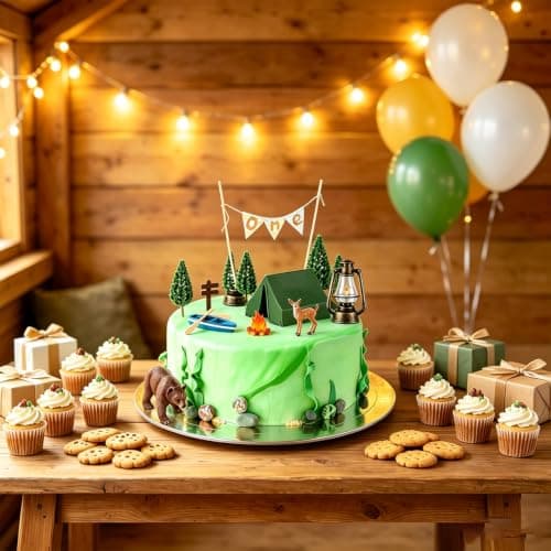 12 Pcs Camping Cake Decorations Set with Mini Tent, Campfire, Tree, Camp Sign, Safari Animals Camping Cake Toppers for Kids Adults Forest Themed Birthday Party Supplies (Farm) — view 4