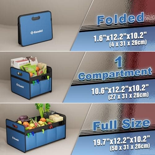 K KNODEL Car Boot Organiser, Foldable Car Boot Storage (Small, Blue) — view 3