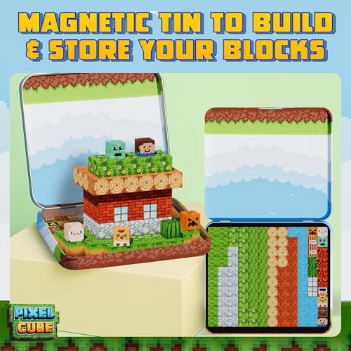 Pixel Cube 120 Piece Magnetic Building Mine Blocks Set with Travel Tin — view 3