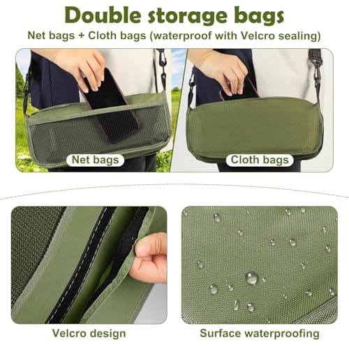 nnOuOnn Portable Foldable Backpack Stool for Camping, Small Folding Chair for adults, Lightweight Mini Pocket Fold Up Telescopic Stools for Fishing Travel Hiking Garden (Green, Large) — view 6