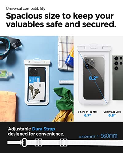 Spigen [2 PACK Waterproof Floating Phone Case Up to 8.2" White — view 2
