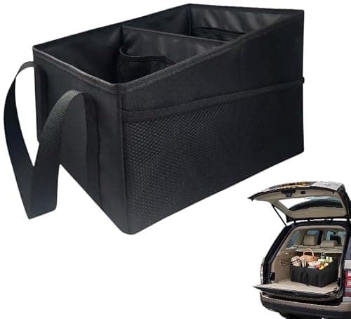 LoNinLoAn Car Storage Organiser Box, Car Boot Organiser, 31x25x25cm, Black