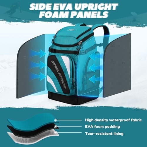 Maelstrom Ski Boot Bag,55L Large Ski Boots Travel Backpack for Men Women，Waterproof Snowboard Boot Bag for Travel Stores Gear Including Ski Helmet, Goggles, Gloves, Skis & Accessories — view 6