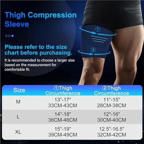 ADRLOPFE Compression Socks 1Pcs Thigh Compression Sleeve,Anti-slip Breathable Quad And Hamstring Support Brace Upper Leg Wrap For Women Men(Brown,L) — view 3