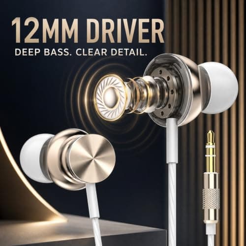 Betron BS10 Earphones Wired In-Ear Headphones, Gold — view 3