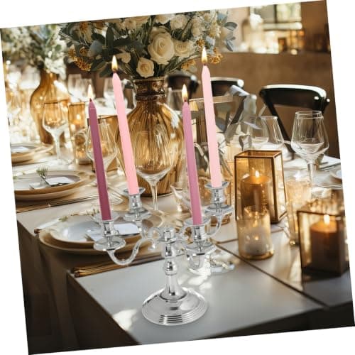 4pcs Decorative Long Pole Scented Candle, Smokeless Paraffin Pink — view 4