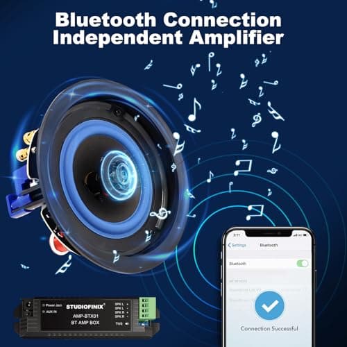 STUDIOFINIX 4 Inches Flush Mount 2 Way Full Range in Wall Bluetooth Ceiling Speakers,Great for Humid Indoor Outdoor Placement Bath, Kitchen,Bedroom,Covered Porches(1 Pair) — view 3