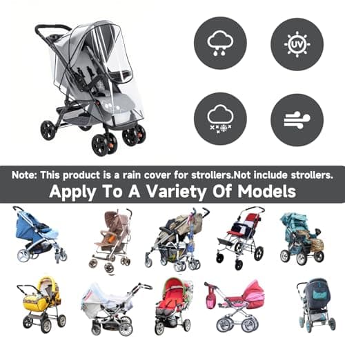Universal Rain Cover for Pushchair, 1 Pcs Breathable Universal Pram Rain Cover, Securely Protects from Wind, Snow, and Insects, Fits Most Standard Strollers and Prams — view 4