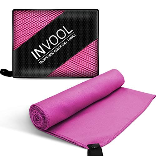 Invool Microfiber Towel, 90X180cm 5 Colours with Carry Bag - Quick Dry Towel for Travel, Camping, Fitness, Beach, Vacation, Fast Drying and Absorbent (Rose Red) — view 2