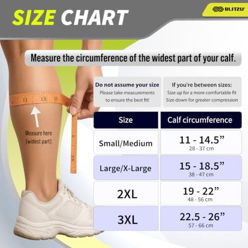 BLITZU Calf Compression Sleeves, Footless Compression Socks for Men & Women — view 6