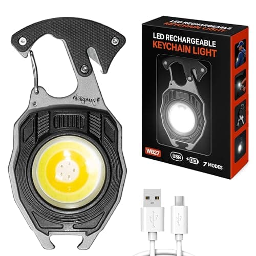 GUARDMAN Survival Tool Fire Starter Emergency Light Carabiner Multi-tool Screwdriver Whistle Bottle Opener Hiking Outdoor Father’s Day Gift For Dad Hunting Pocket Multi Use Stocking Stuffer