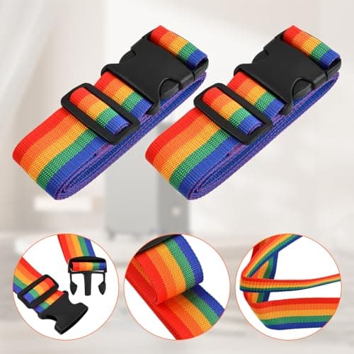 Heavy Duty Luggage Straps for Suitcases Packing Belts Travel Accessories Adjustable Bag Strap 4pc Rainbow — view 2