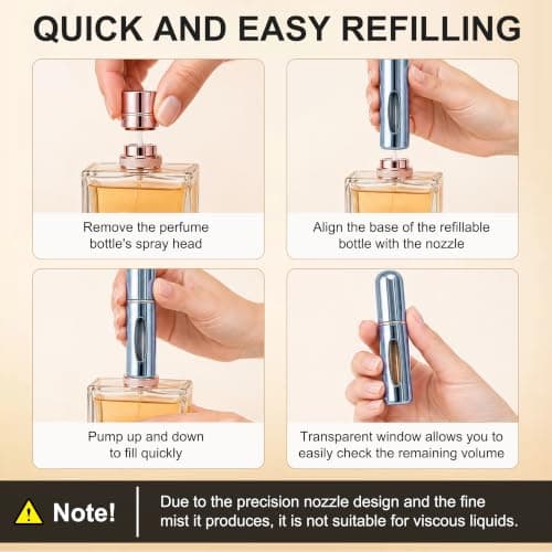 luxwo 5PCS 5ml Perfume Travel Bottles, Perfume Atomiser, Refillable Spray — view 3