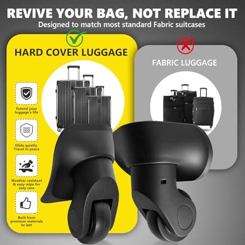 Luggage Wheels Replacement for Suitcase, Replacement Wheel for Suitcase Repair, 360° Rotating Luggage Spinner Wheel with 4 Mounting Holes H041 (H041-S-4) — view 6