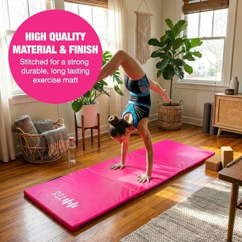 YouVsYou 6ft Tri-Folding Gymnastics Mat & Play Mat, 5cm Thick High-Density Foam Crash Mat, Non-Slip, Sweat-Proof & Portable Exercise Mat for Tumbling, Gym, and Home Exercise & Play, 183cm x 60cm — view 6