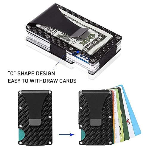 Carbon Fiber Wallet,RFID Blocking Card Holder for Slim Metal Wallet,Minimalist Money Clip — view 2
