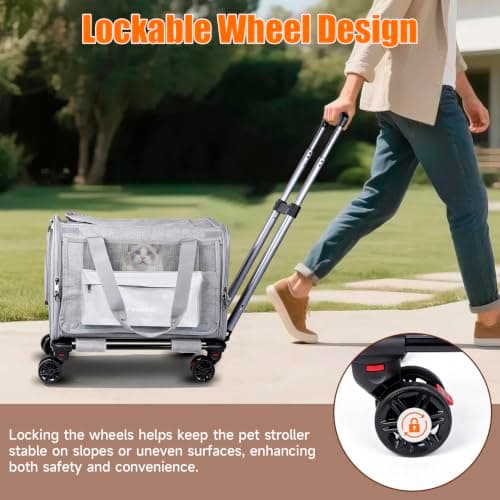 Pet Carrier with Wheels Airline Approved for Cats & Dogs, Anti-Scratch Mesh — view 2