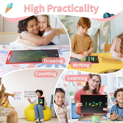 Genialba 12 inch LCD Writing Tablet - Colorful Screen Drawing Board for 2-6 Year Old Boys & Girls - Educational Toys for Birthday & Christmas (Red) — view 5