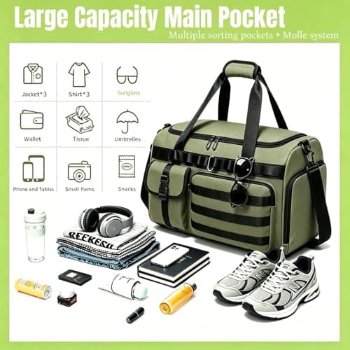 Military Tactical Holdall Gym Bag for Men and Women, 3 in1 Sports Duffle — view 3
