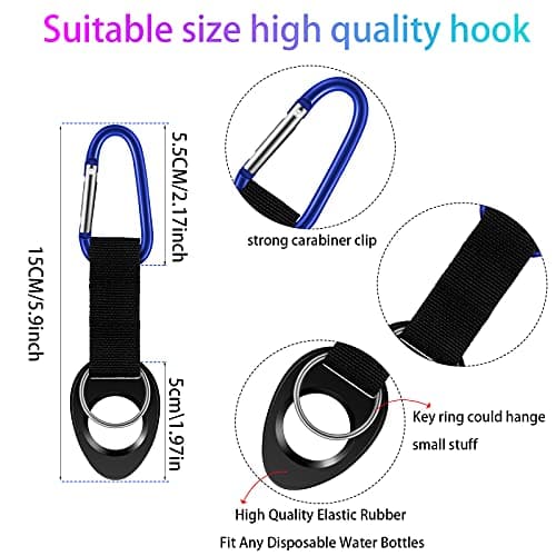 Mimorou 7 Pack Water Bottle Holder Clips, Silicone Bottle Ring Carrier with — view 2