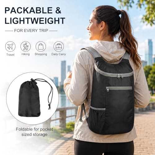 FACHOI Ultra Lightweight Backpack, Small Water Resistant Rucksack Multi-Functional Foldable Backpack Waterproof Packable Hiking Daypack for Women Men Outdoor Camping Hiking Biking F4-HWSJB — view 4