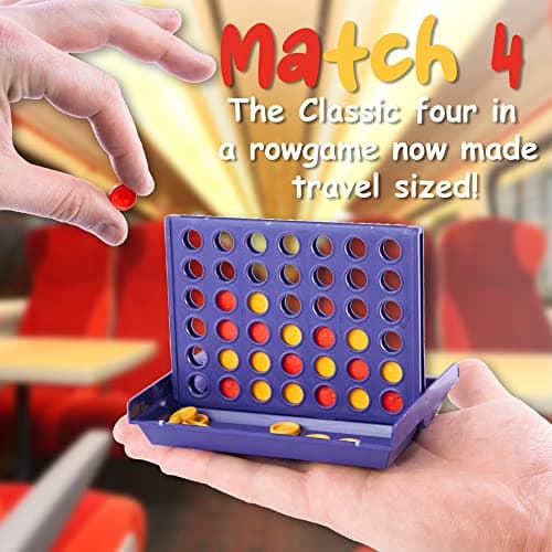 Travel Sized Classic 4 in a Row Game, 42 Counters, Mini Size Board Game for Kids, Match Four in a Line — view 2