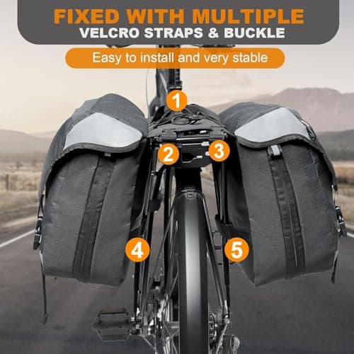 NDakter Bike Panniers, 35L Waterproof Panniers Bike Bags for Rear Rack, Expandable Double Bicycle Trunk Bag with Reflective Strips,E-Bike Panier Bag for Commute and Mountain Cycling Travel — view 5