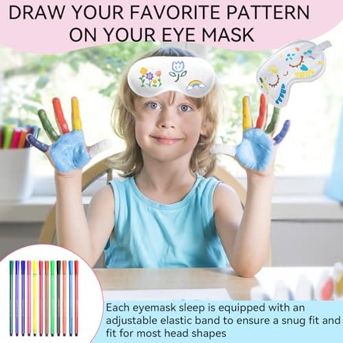 Pengshow Sleepover Party Supplies for Girls, DIY White Eye Masks, 16PCS — view 3
