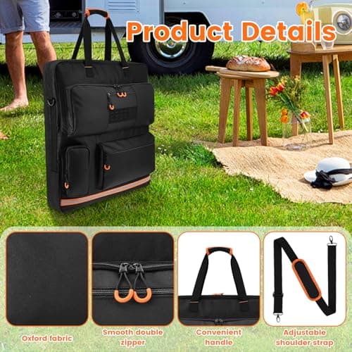 VAVPUP Folding Solar Panel Storage Bag, Oxford Waterproof Carry Case with Shoulder Strap & Zipper, Portable for Jackery Solar Saga 100W 100X 200W, Outdoor Camping Travel(black) — view 3