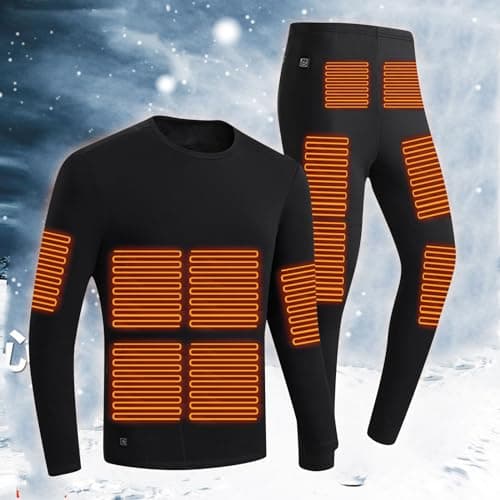 Men's USB Heated Thermal Underwear Set with 11 Heating Zones, Intelligent Temperature Control, Winter Base Layer for Outdoor Sports and Cold Weather (Black, L) — view 3