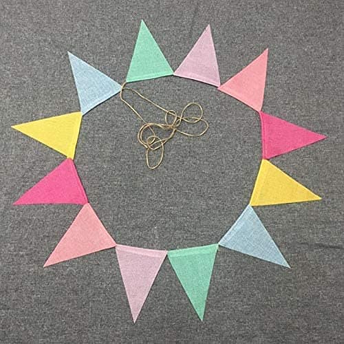 DERDOUT 1 Strip, Multicolor Outdoor Waterproof Triangle Flags Imitated Linen Burlap Bunting Supply for Wedding Birthday Party Home Festival Decoration — view 5