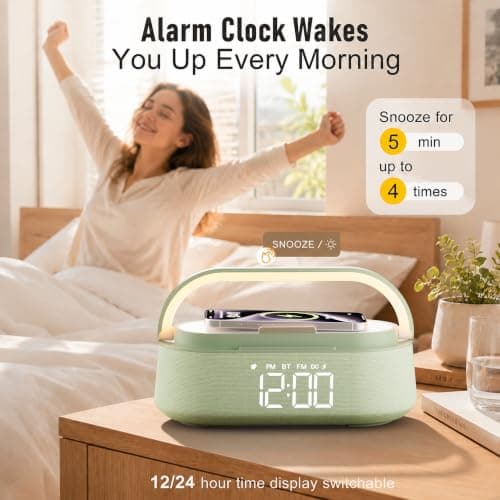 Bluetooth Speaker with Wireless Charger, Portable Radio for Bedroom — view 4