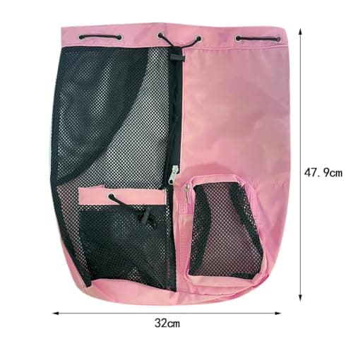 GZSYWZ Swimming Bag Mesh Drawstring Rucksack Pink Sports Bag Waterproof with Wet and Dry Compartments Adjustable Straps Swimming Fitness Workout Essentials for Men and Women — view 2