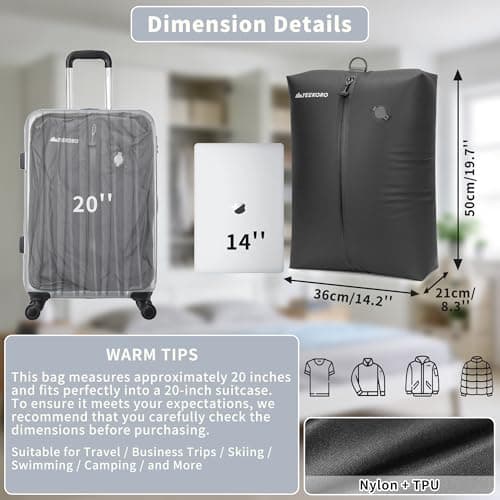 YEEKORO Vacuum Bag for Travel, Professional Vacuum Compression Bags, IPX8 Waterproof Reusable Anti Tear Space Saver Vacuum Storage Bags for Suitcase Luggage Travel — view 2