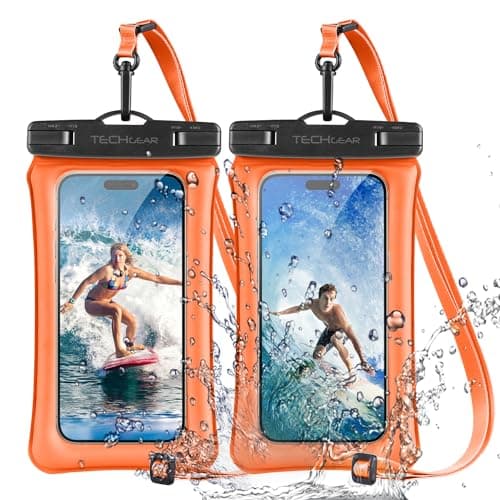 TECHGEAR Waterproof Phone Pouch, [2 Pack] IPX8 Floating Case for Swimming, Waterproof Phone Bag with Lanyard Compatible for iPhone 17 16e 16 15 14 13 12, Samsung S25 S24 S23 Ultra A17 A26 A36 A56 etc