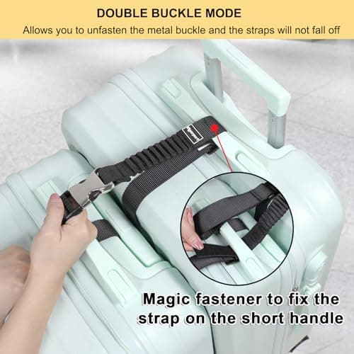 Vigorport Luggage Straps, Metal Luggage Connector Straps for Suitcases, Stretchable Add A Bag Adjustable Attachment Accessories Belts (Black, Medium) — view 3