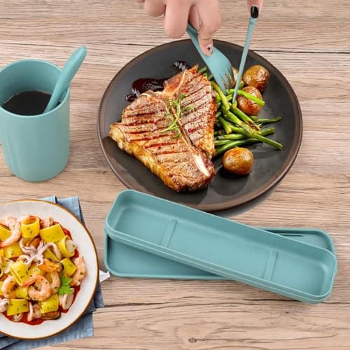 2 Sets Portable Reusable Cutlery Set with Case – Eco-Friendly Travel Utensils for Work, School & Camping – Lightweight, Durable & Dishwasher Safe — view 4