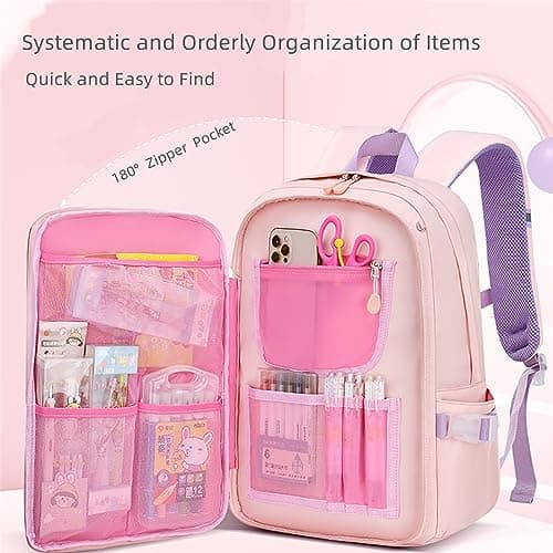 LANSHIYA Girls Bunny Backpack Cute Kids Bookbag for Elementary School Kawaii Preschool Outdoor Daypack Pink — view 4